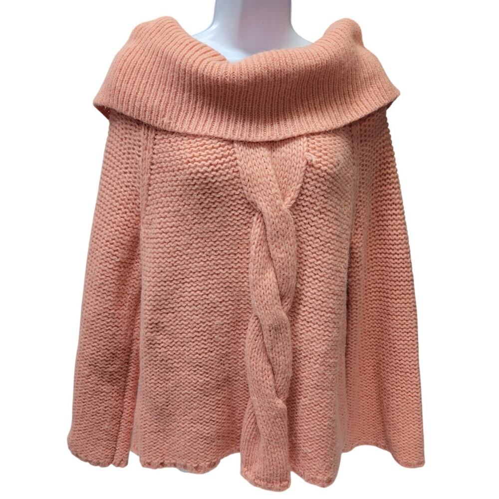 Michael Kors Womans XL Sweater Peach Alpaca Blend Cowl Neck Cable Knit Detail